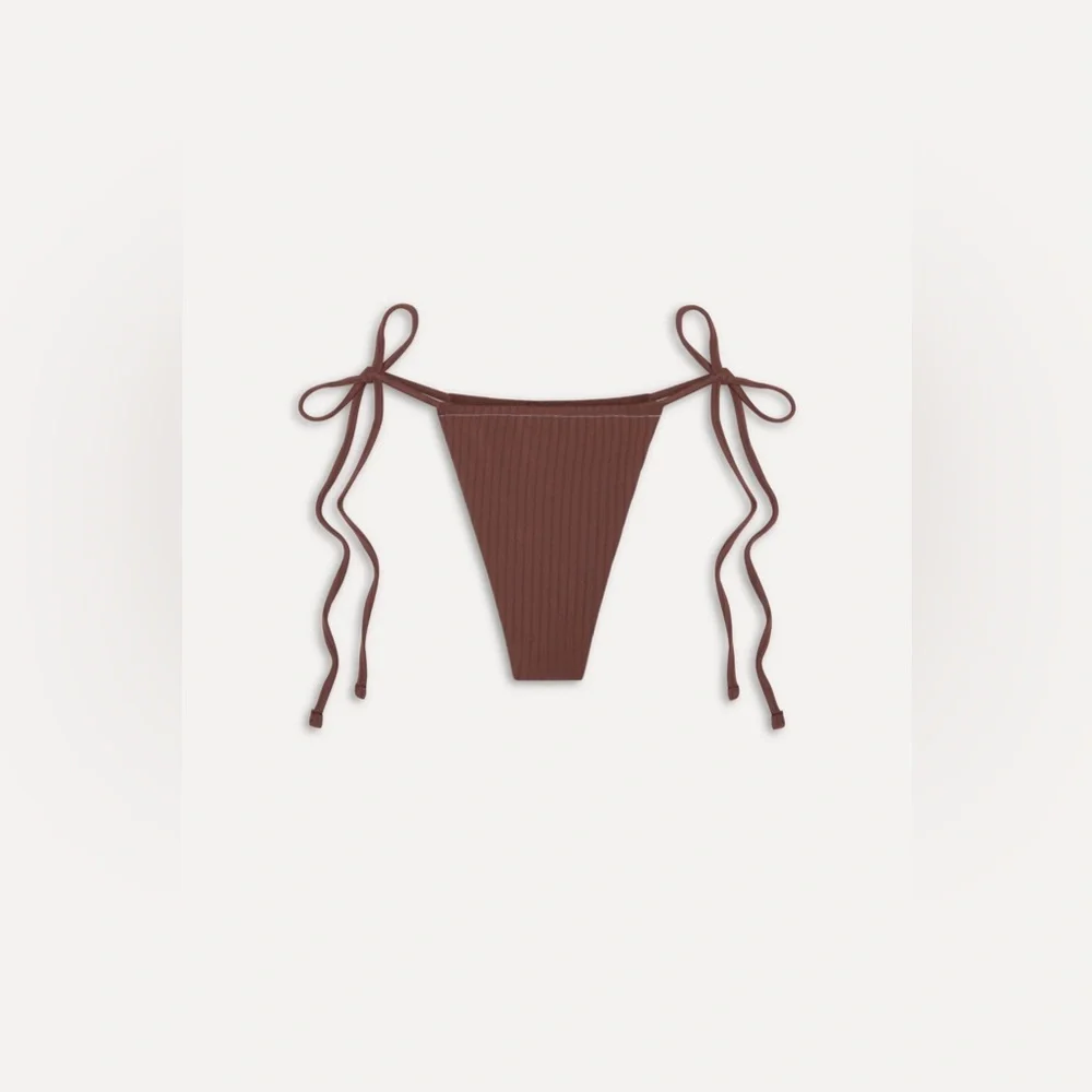Tia Skimpy String Bikini Bottom in Brown Sugar